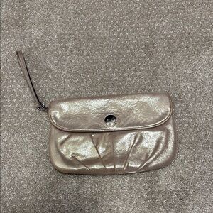 Coach Pinkish Silver Metallic Wristlet Clutch